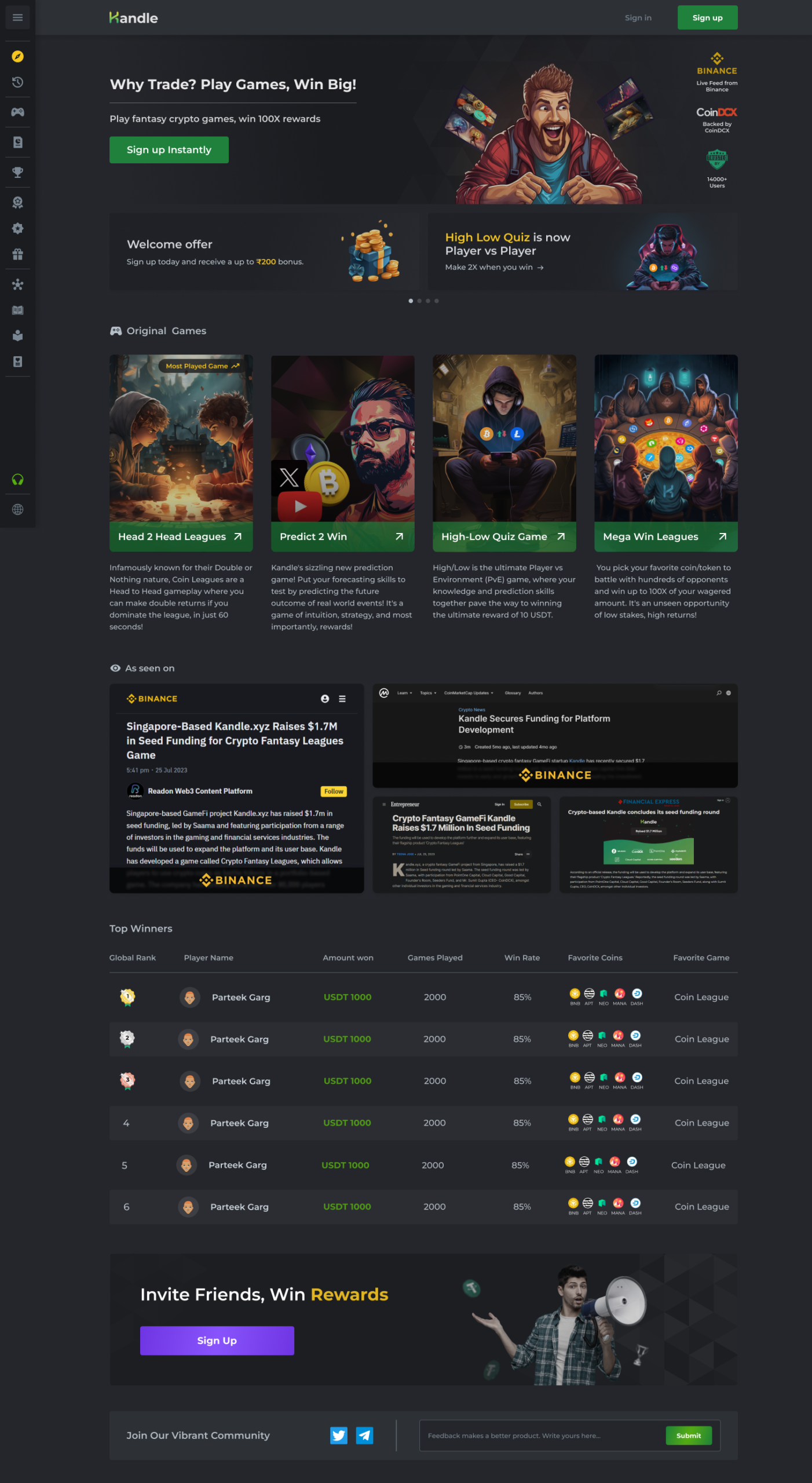 Explore Page Design