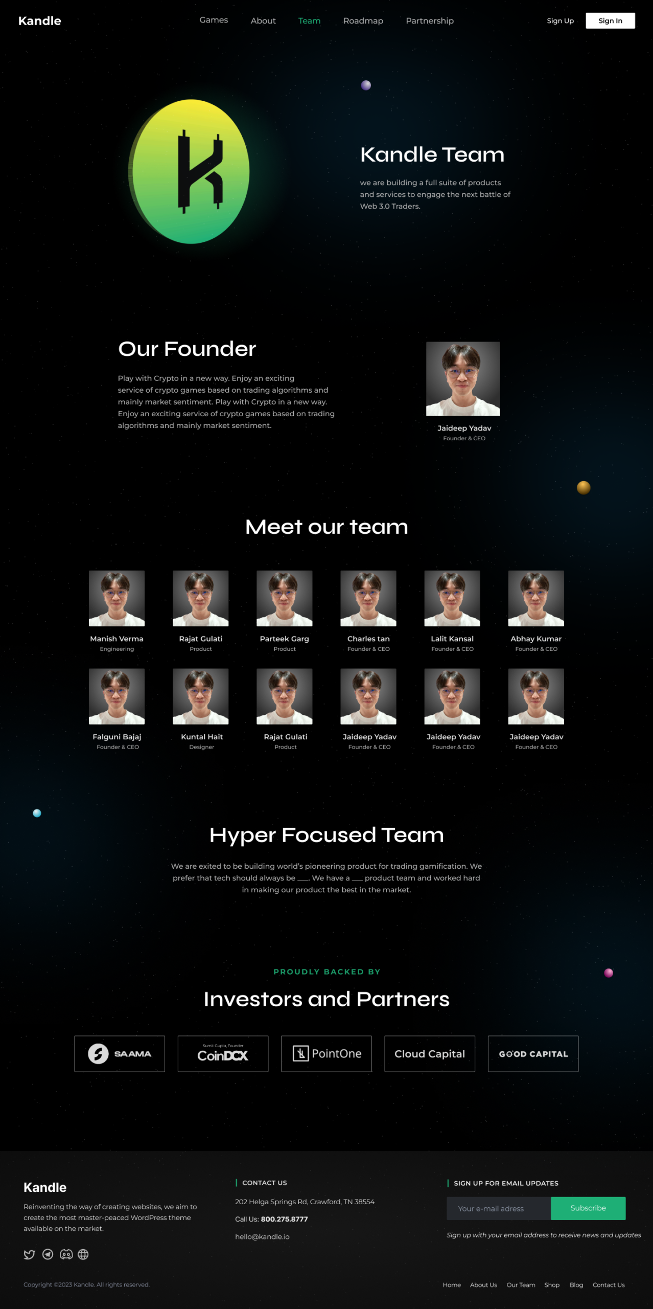 Team Page Design